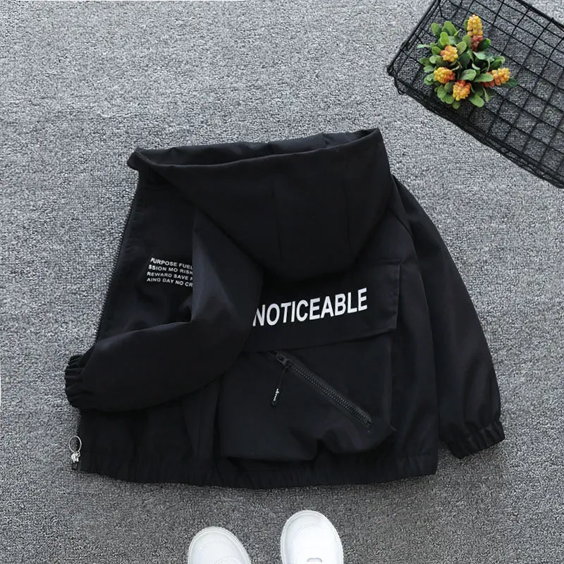 Wholesale Boy'S Fashion Casual Letter Printed Zipper Pockets Long-Sleeve Hoodies Coat