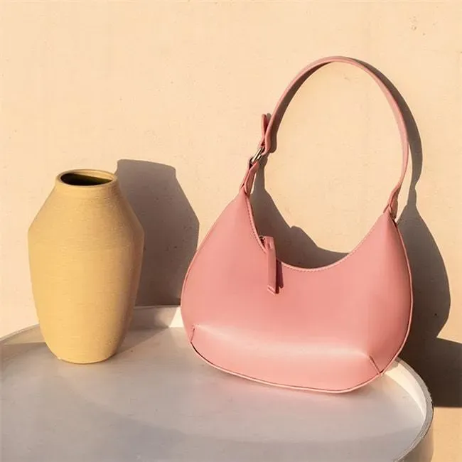 Women Simple Style Solid Color Irregular Underarm Bag