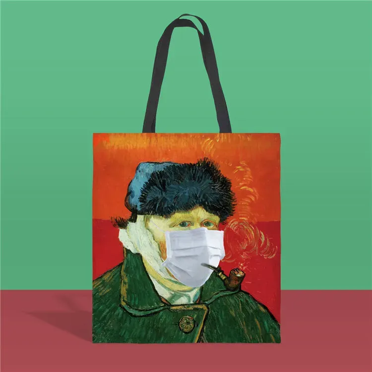 Women Fashion Painting Printed Large Capacity Canvas Tote Bag