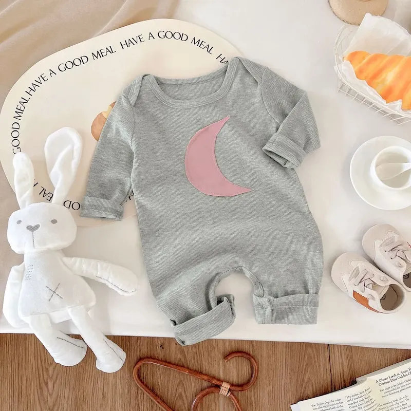 Wholesale Kids Baby Boys And Girls Fashion Casual Autumn Moon Print Long-Sleeve Jumpsuit