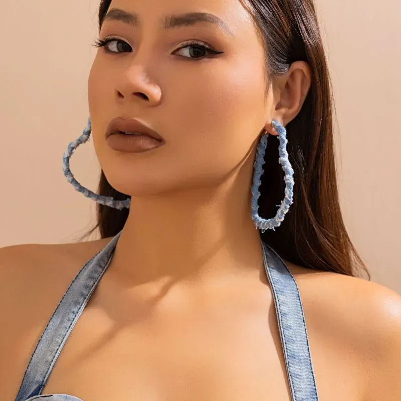 Wholesale Valentine Temperament Simple Denim Geometric Earrings
