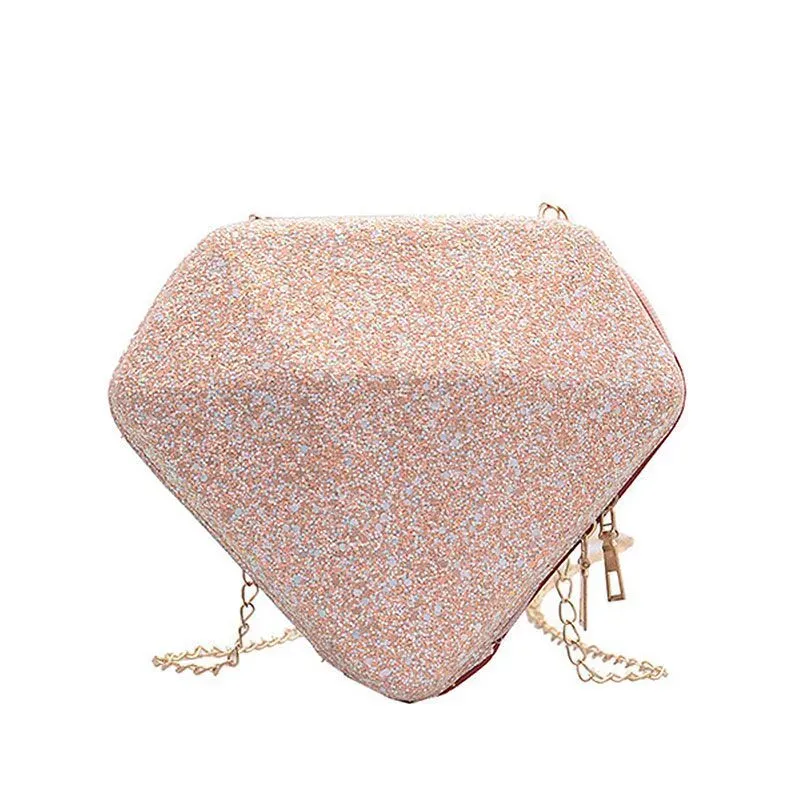 New Style Diamond Shaped Sequins Chain Unique Crossbody Bag