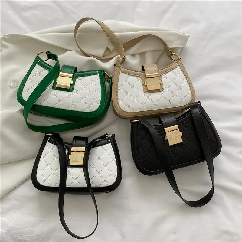 Women Fashion Flap Buckle Design PU Shoulder Bag