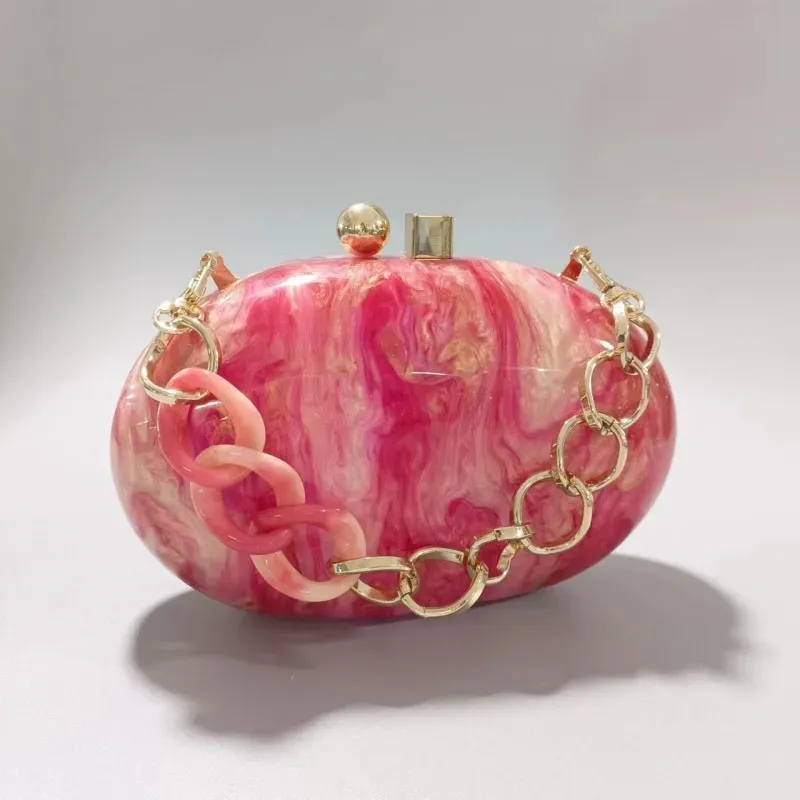 Fashion Pearlescent Oval Acrylic Evening Bag