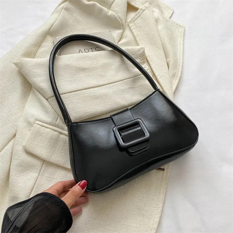 Women Fashionable Simple Belt Buckle Flap Square Shoulder Underarm Bag
