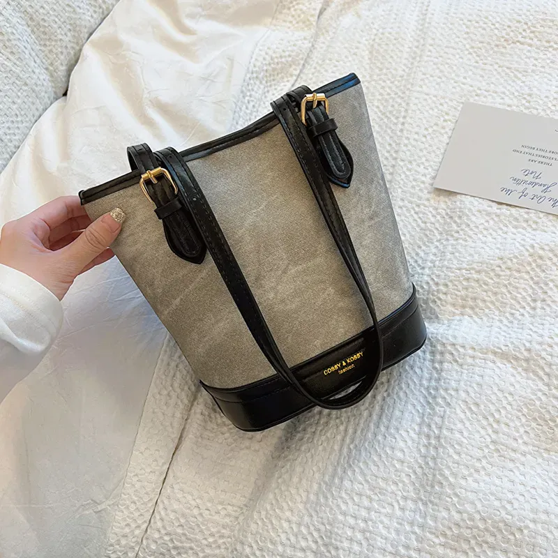 Women Retro Casual Large Capacity Bucket Shoulder Bag