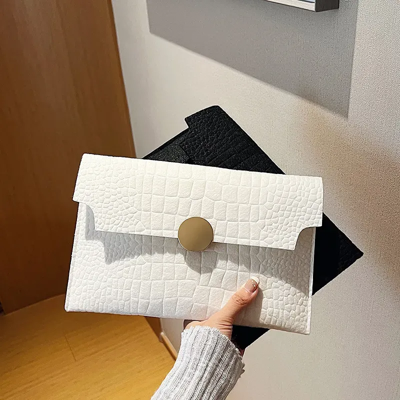 Summer Women Simple Solid Color Felt Flap Rectangular Purses