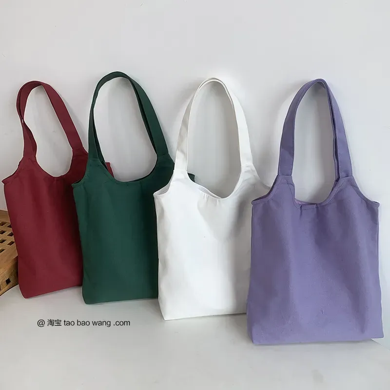 Women Simple Solid Color Large Capacity Shoulder Tote Bag