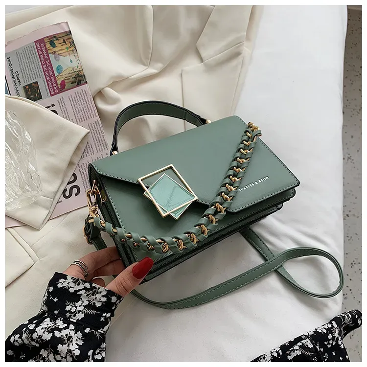 Vintage Solid Color Square Shoulder Bag