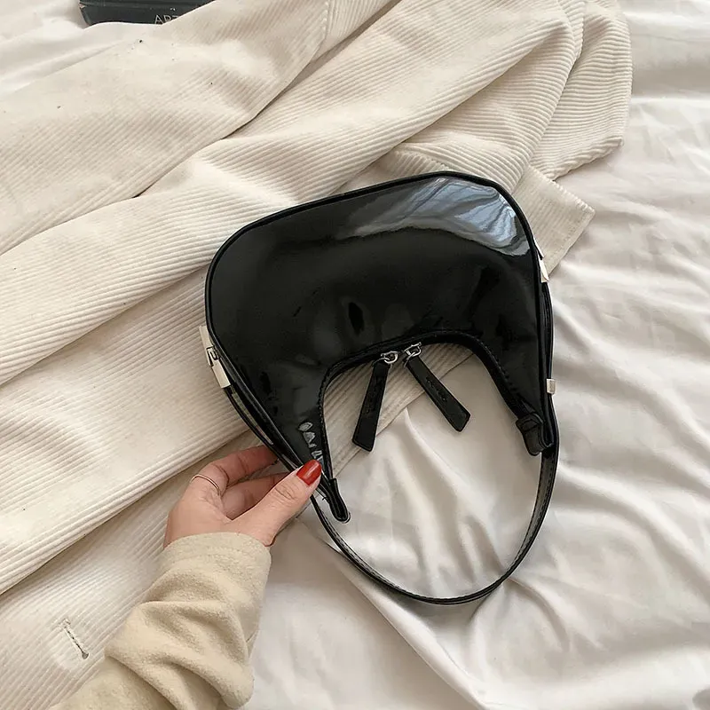 Women Simple Solid Color PU Ginisher Shoulder Bag