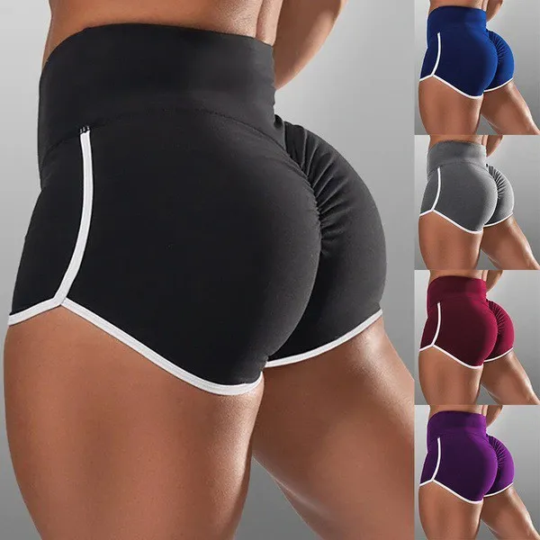 Summer Women Fashion Solid Color High Waist Sports Running Tight Hip Shorts