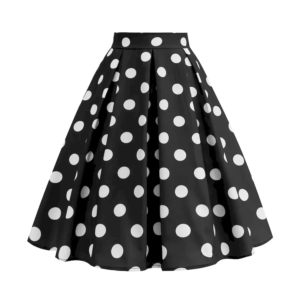Women Fashion Elegant Wave Point A- Line Skirt