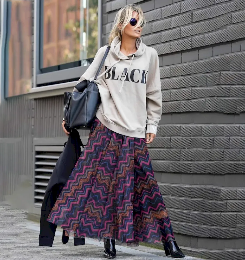 Women Fashion Casual Geometric Printed Mesh Skirt