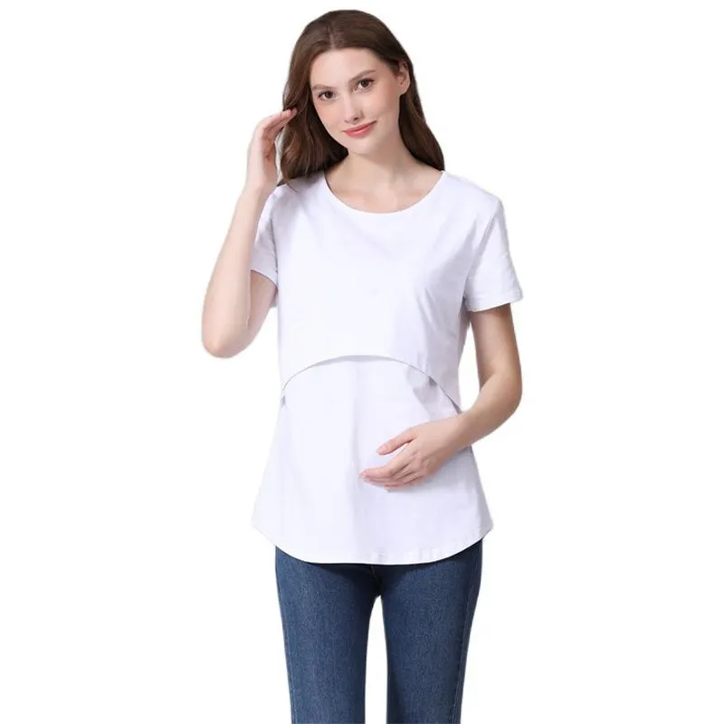 Women Casual Loose Curved Design Short-Sleeved Pregnant Women T-Shirt