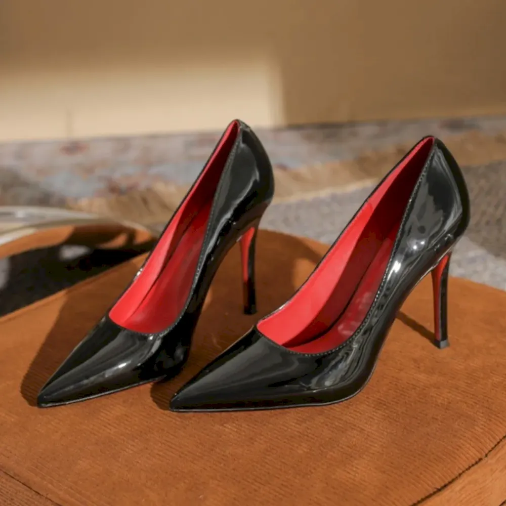Women Fashion Sexy Patent Leather Pointed Toe High-Heel Shoes