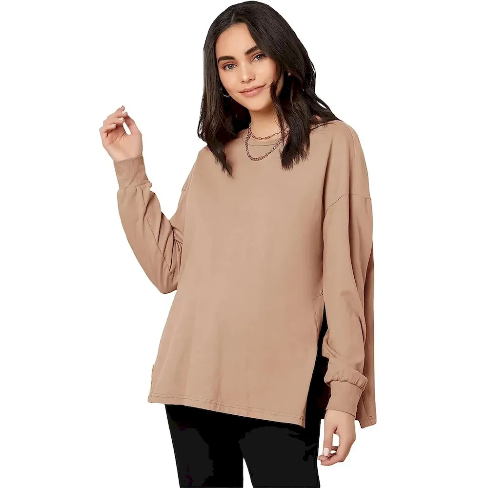 Pregnant Women Fashion Loose Solid Color Round Neck Long-Sleeve Sweatshirt
