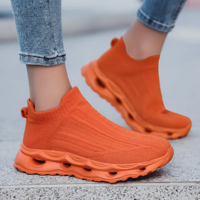 Women Casual Solid Color Weaving Thick Sole Sneakers