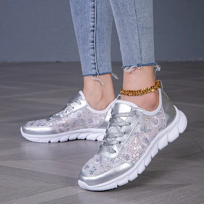 Women Fashion Mesh Sequin Sneaker