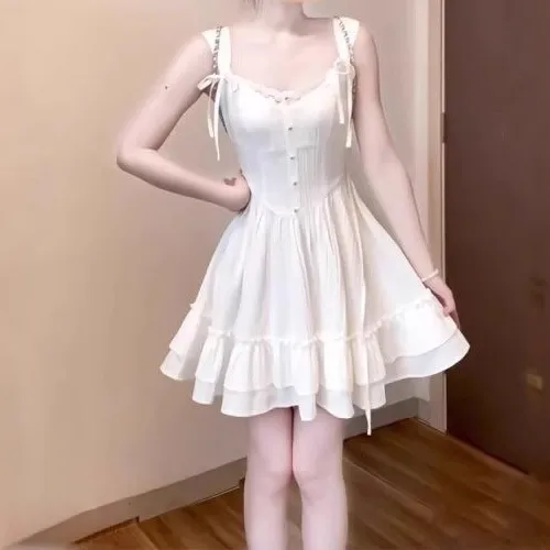 Women Fashion Elegant Lace Stitching Sleeveless Loose Dress