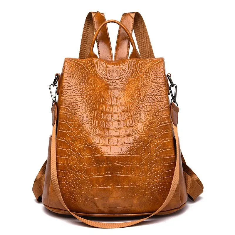 Vintage Style Crocodile Pattern PU Backpacks