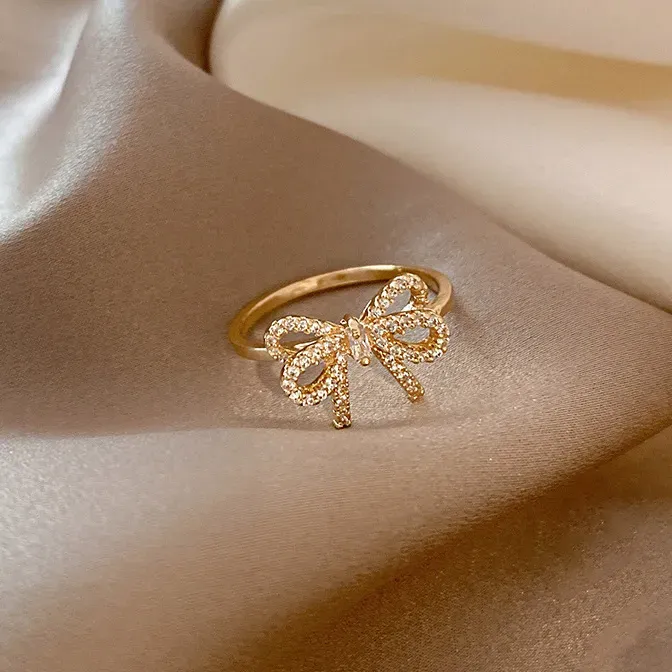 Wholesale Women Fashion Elegant Bowknot Zircon Ring