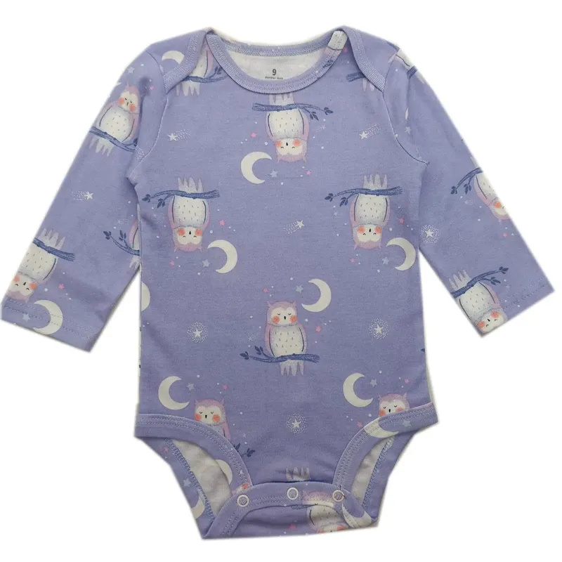 Wholesale Kids Baby Boys And Girls Fashion Cartoon Printed Long Sleeve Cotton Rompers