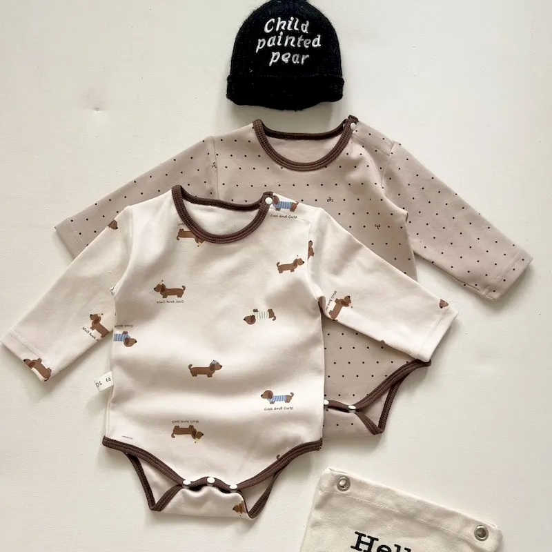 Wholesale Kids Baby Fashion Cartoon Printed Autumn And Winter Cotton Long-Sleeve Rompers