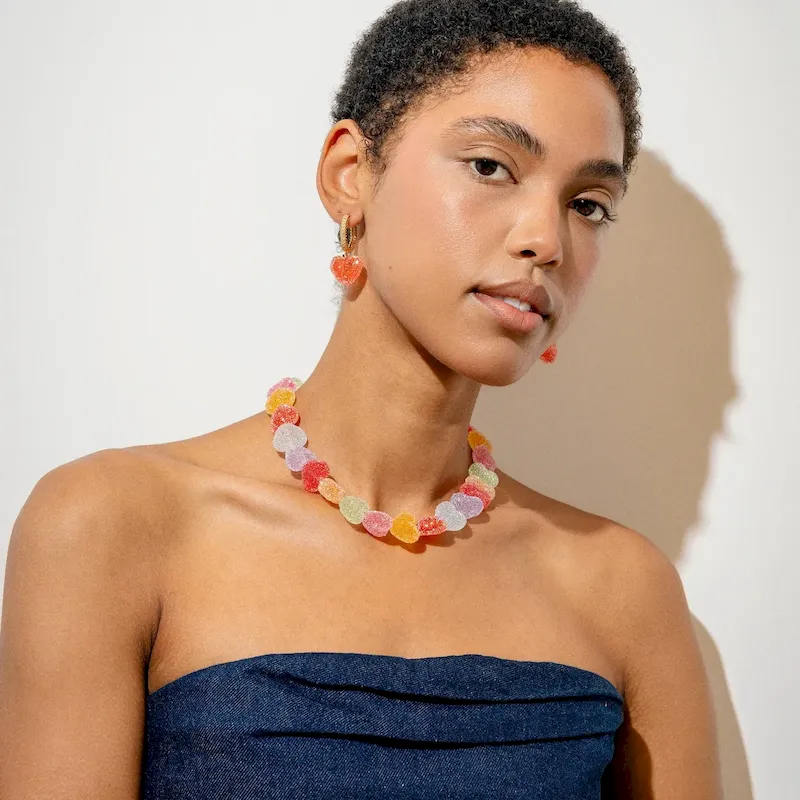 Wholesale Women Fashion Cute Multicolor Love Beads Necklace