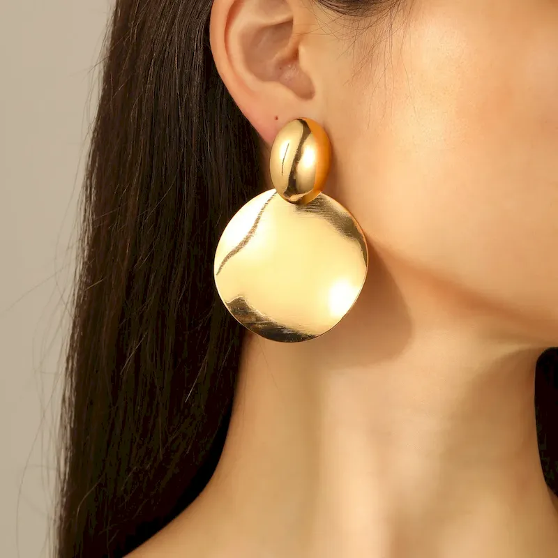 Wholesale Exaggerated Fashion Metal Round Earrings