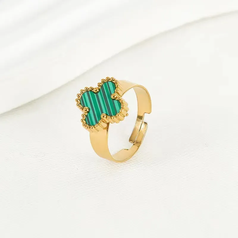 Wholesale Women Fashion Simple Lucky Four Leaf Clover Adjustable Ring
