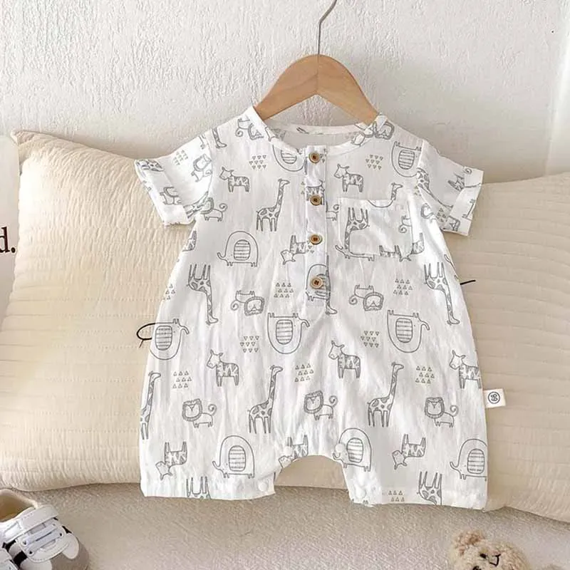 Wholesale Kids Baby Boys Girls Casual Cute Cartoon Print Romper