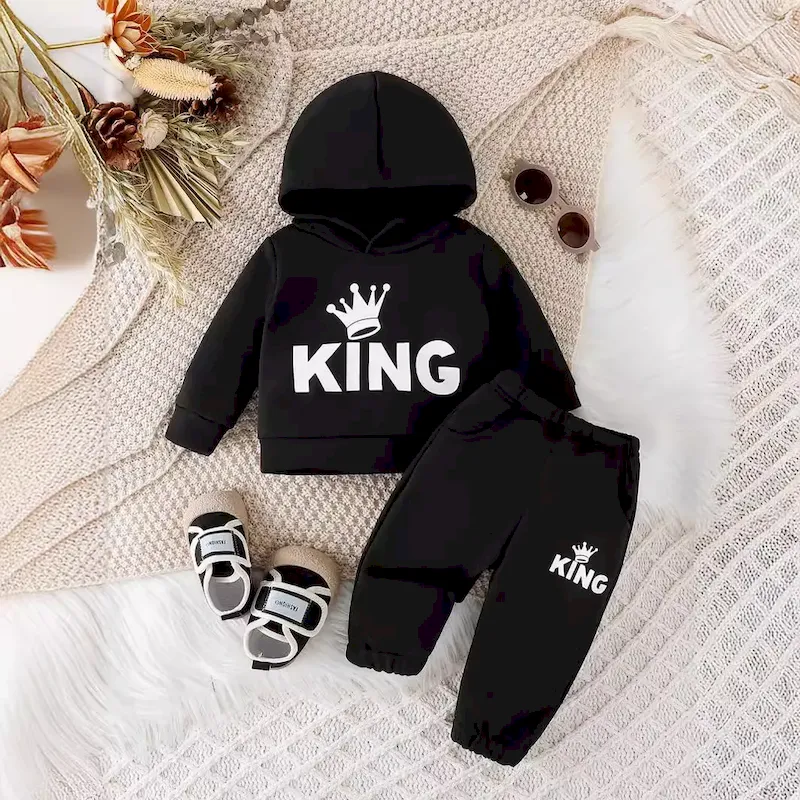 Wholesale Kids Baby Boys Autumn Winter Casual Sports Alphabet Long Sleeve Hoodies Trousers Sets