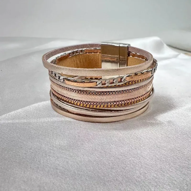 Wholesale Women Fashion Wide With Chain Magnetic Bracelet