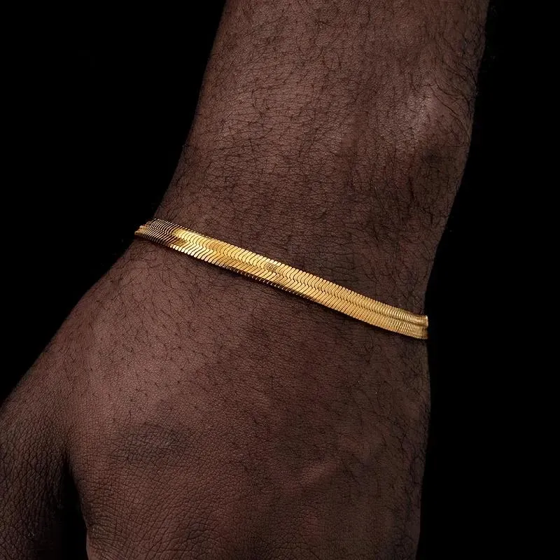 Wholesale Women Men Steel Gold Snake Bone Chain Bracelet