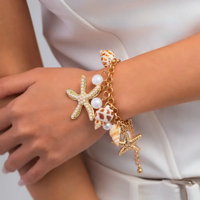 Wholesale Ocean Wind Vacation Beach Starfish Shell Sea Bracelet